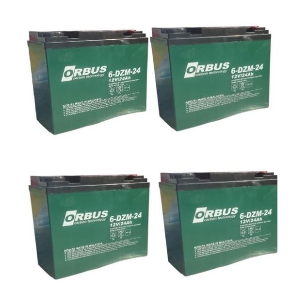 Orbus 12V 24 Amper (Dik) Elektrikli Bisiklet Aküsü 4'lü Paket