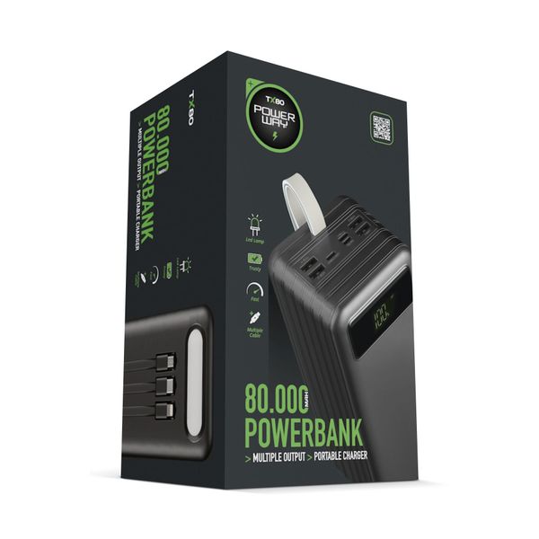 Powerway TX80 Siyah 80.000 mAh Powerbank
