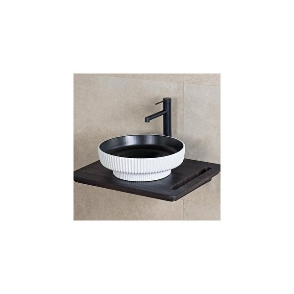 Lena E-W1501MSB Mat Siyah Beyaz Tezgah Üstü Lavabo