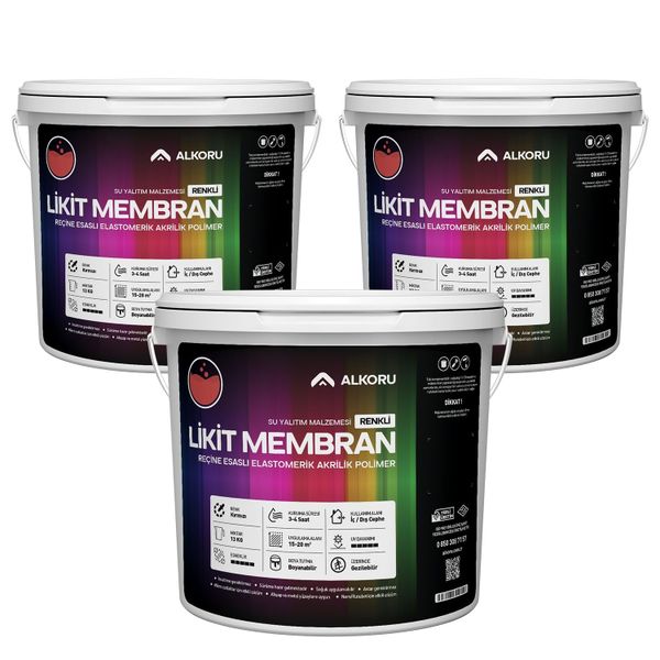 Alkoru Yeşil Likit Membran Renkli Reçine Esaslı 3x13 kg Sıvı Su Yalıtım Malzemesi