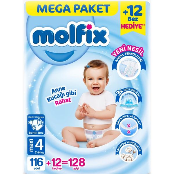Molfix No:4 Maxi 128 Adet Bebek Bezi