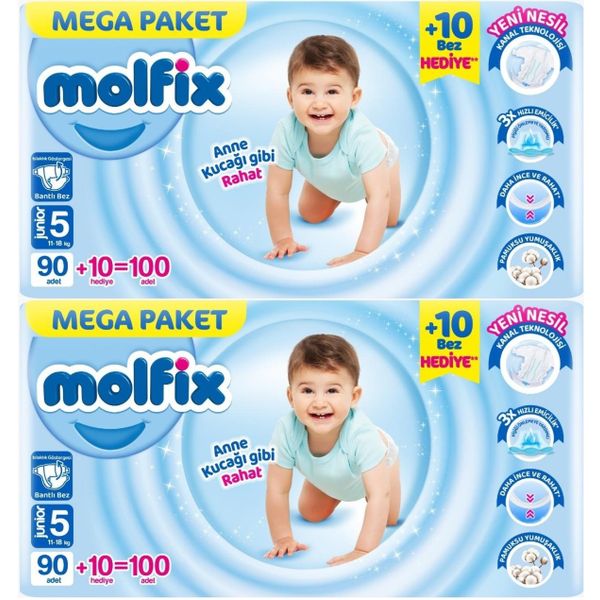 Molfix No:5 Junior 200 Adet Bebek Bezi