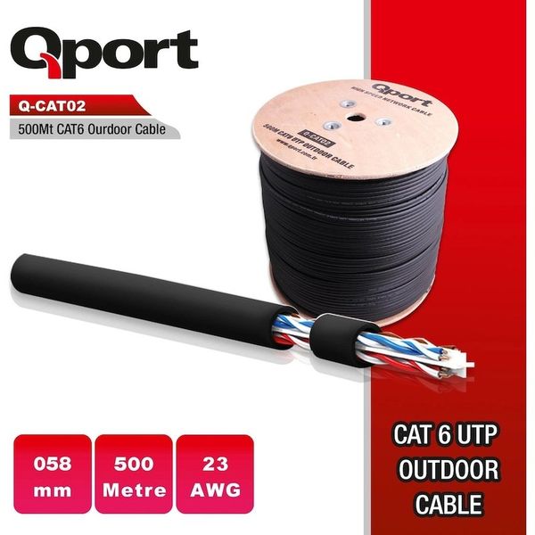 Qport Q-CATO2 500 mt Siyah Makaralı Outdoor Kablo