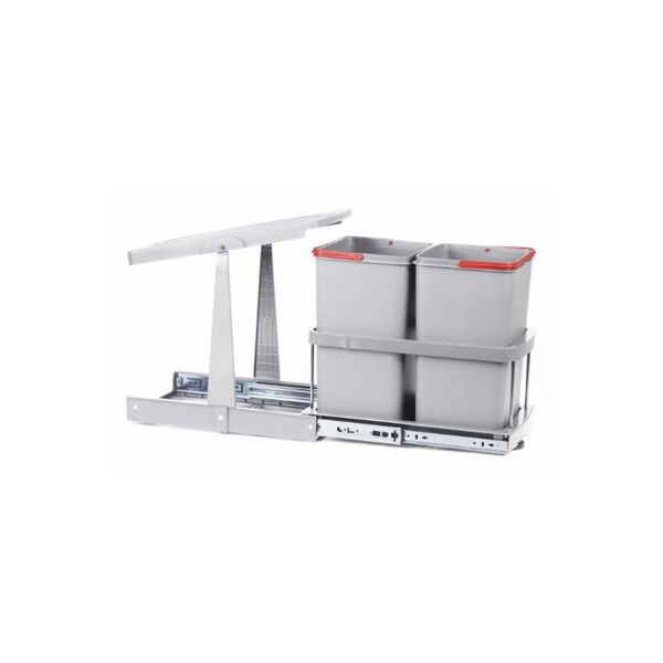 Pyramith P9152 12+12 lt Gri Teleskopik Raylı Çöp Kovası