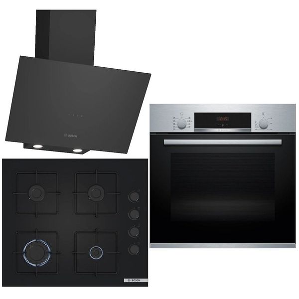 Bosch HBF534ES3T - POP6C6P30O - DWK64PJ60T Siyah 3'lü Ankastre Set
