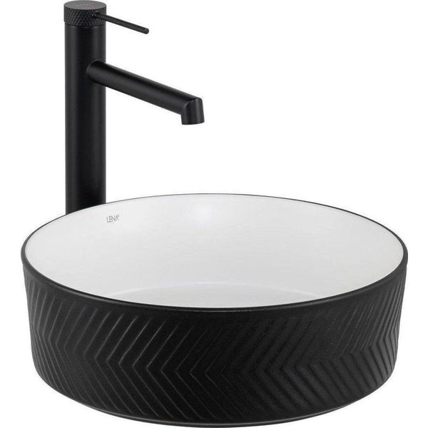 Lena E-W5002SB Mat Siyah Beyaz Tezgah Üstü Lavabo
