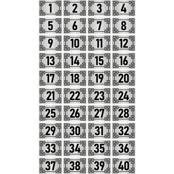 Özarslan Dizayn Metal 10x15 cm Gümüş Renk 40 Adet Kapı Masa Dolap Numara Levhası