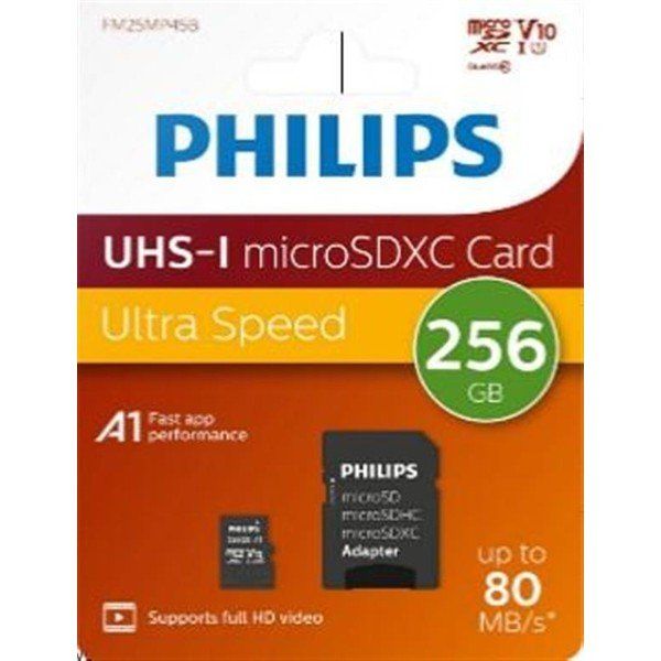 Philips Ultra Speed FM25MP45B Class 10 UHS-I U1 A1 V10 256 GB Micro SD Kart