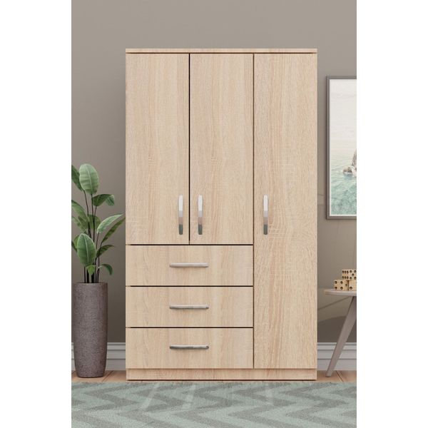 Metalia GM 302-S Ece Lüx 3 Kapı 3 Çekmeceli Sonomo Gardırop