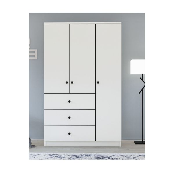 Metalia GM 308 Ece Lüx 3 Kapı 3 Çekmeceli Düğme Kulplu Gardırop