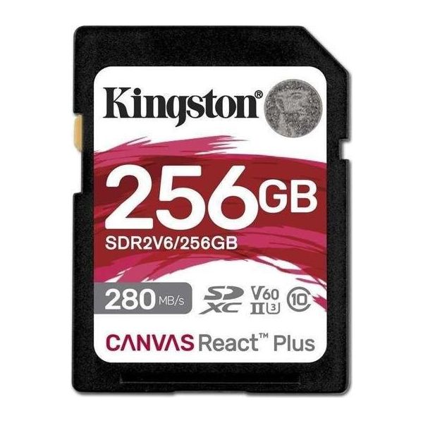 Kingston Canvas React Plus SDR2V6/256GB Class 10 UHS-II U3 V60 256 GB Hafıza Kartı