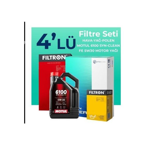 Filtron Dacia Duster 1.6 Benzinli Motul Motor Yağlı 2018-2022 4'lü Filtre Bakım Seti