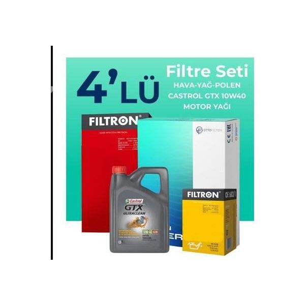Filtron Nissan Almera 1.5 Castrol Motor Yağlı 2001-2008 4'lü Filtre Bakım Seti
