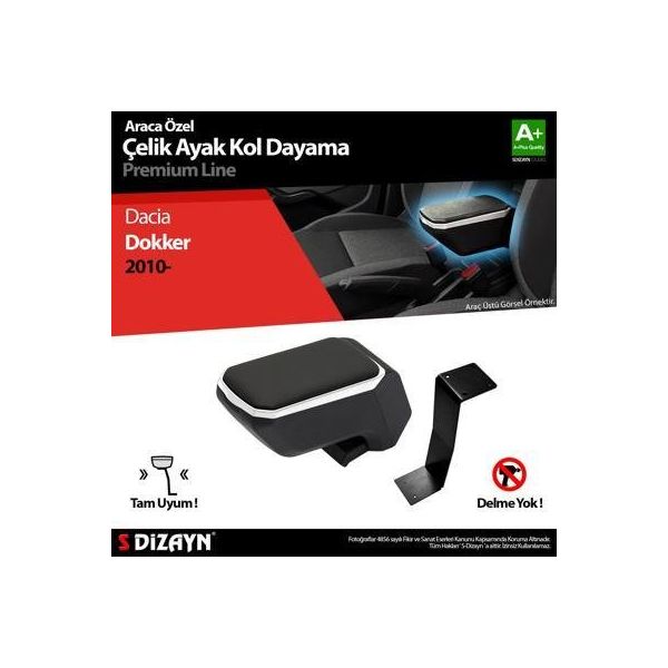 S Dizayn Dacia Dokker ABS Gri 2010 Üzeri A+Kalite Çelik Ayaklı Kolçak
