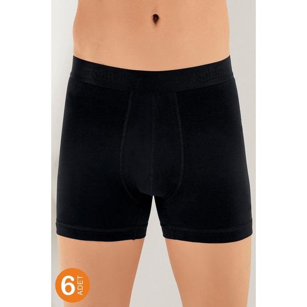Şahinler ME031 Siyah 6'lı Paket Likralı Boxer