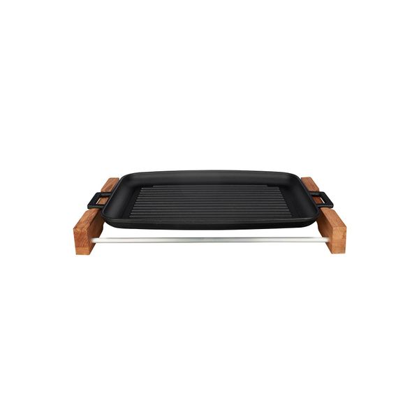 Lava Yekpare 31x42 cm Kayın Servis Ahşabı ve Döküm Çift Kulplu Dikdörtgen Izgara Tepsi