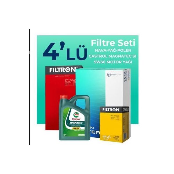 Filtron Chevrolet Aveo/Kalos 1.3 Dizel Castrol Motor Yağlı 2011-2015 4'lü Filtre Bakım Seti