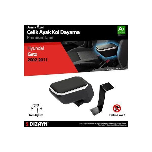 S Dizayn Hyundai Getz ABS Gri 2002-2011 A+Kalite Çelik Ayaklı Kolçak