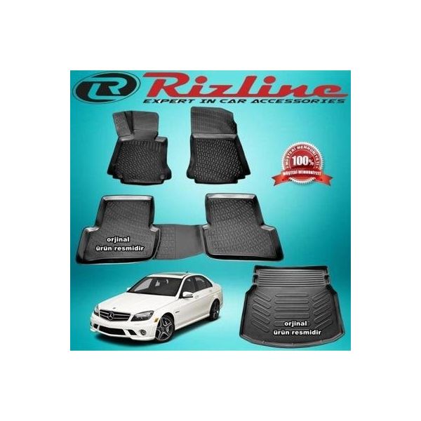 Rizline Mercedes W204 C180 Rampalı 2007-2014 Arası 3D Paspas+Bagaj Havuzu