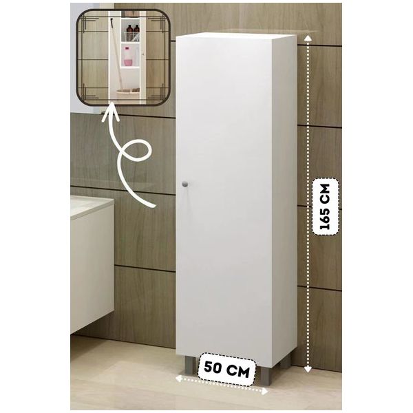 Fly Pari 165x50x35 cm Vileda Tek Kapaklı Banyo Dolabı