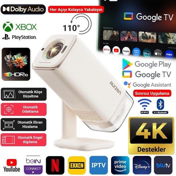 Aurzen Boom Air Google TV Projeksiyon Cihazı