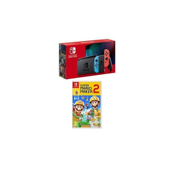 Nintendo Switch Neon Red Blue Konsol + Super Mario Maker 2 Oyun