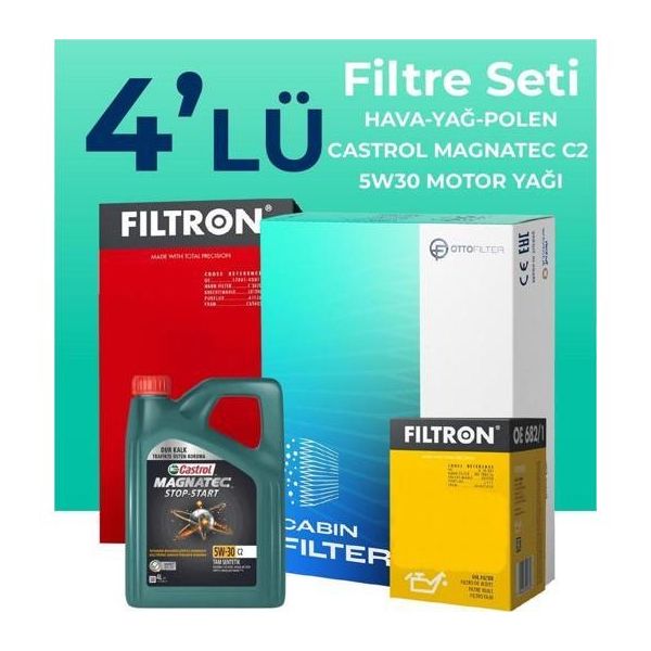 Filtron Skoda Fabia 1.4 Dizel Castrol Motor Yağlı 2004-2008 4'lü Filtre Bakım Seti