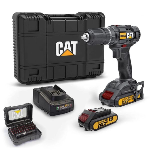 Cat DX155.1SET 18 V 2.0 Ah Li-Ion Çift Akülü Profesyonel Şarjlı Darbeli Matkap+DA01901 32 Parça Vidalama Uç Seti