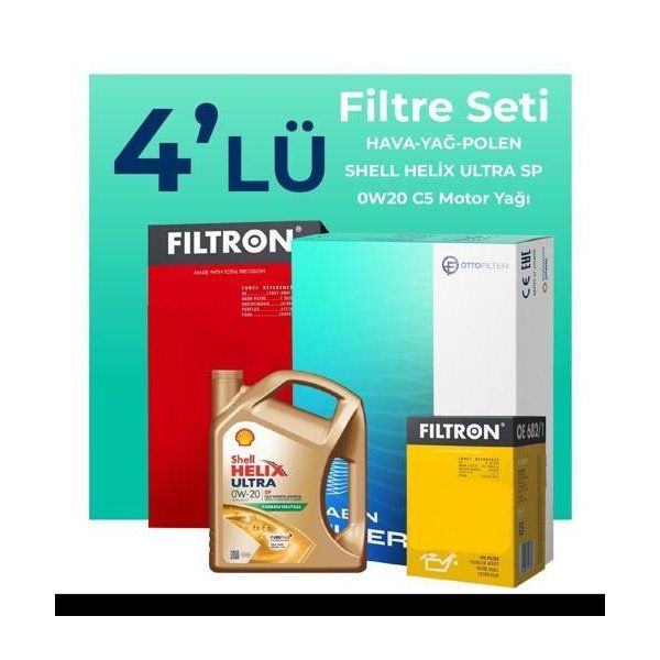 Filtron Toyota C-HR 1.2 Shell Motor Yağlı 2016-2020 4'lü Filtre Bakım Seti