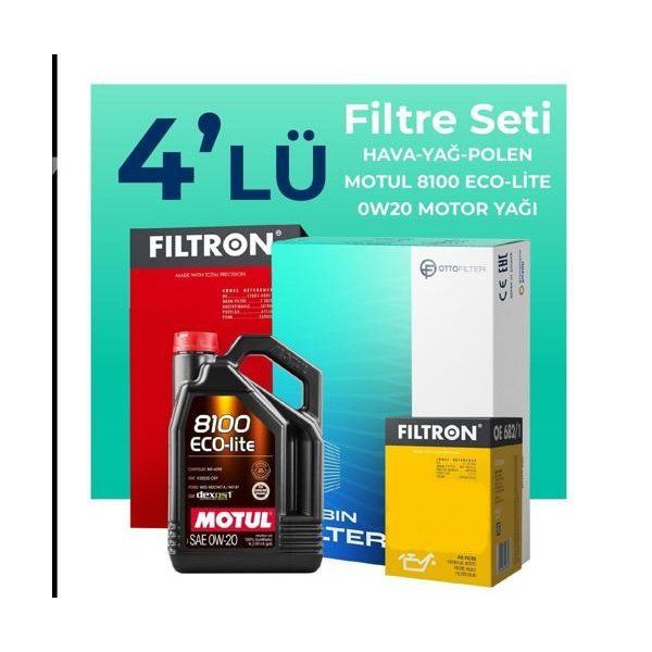 Filtron Honda Civic 1.6 Benzin FC5 Motul Motor Yağlı 2016-2021 4'lü Filtre Bakım Seti