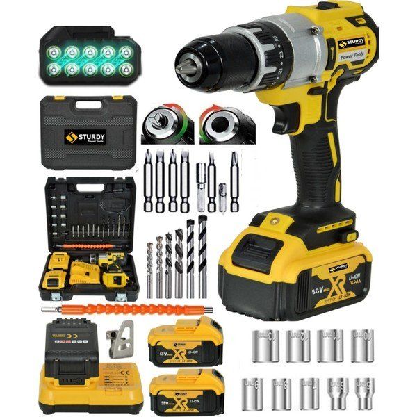 Sturdy Japon Techn 21 V 13 mm Metal Mandren Darbeli 27 Parça Sarı Çift Akülü Vidalama Matkap