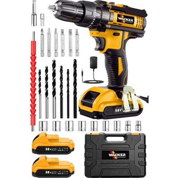 Wacker WX-600 Pro Alman Darbeli Kömürsüz Motor Samsung Pilli 2 Akülü Vidalama Matkap+84 Parça Aksesuar Set