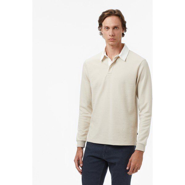 Nautica K57011T.1AS Bej Classic Fit Uzun Kollu Polo Yaka Erkek T-shirt