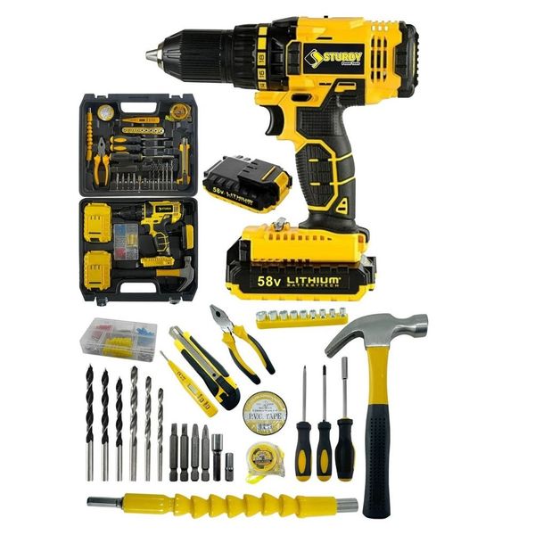 Sturdy Alman Tech Full Set 92VF 8 Ah Lion Çift Akülü 99 Parça Turbo Şarjlı Vidalama Matkap