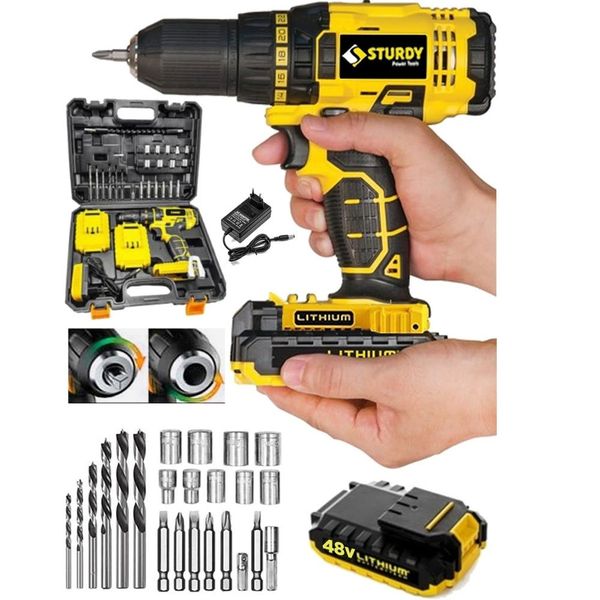 Sturdy Power Tools 48VF 6 mAh Lityum Çift Akülü Full Express Seri 27 Parça Şarjlı Vidalama Matkap