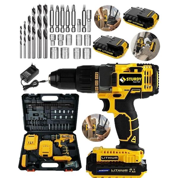 Sturdy Power Tools 48VF 6 mAh Lityum Çift Akülü 2022 Seri 27 Parça Şarjlı Vidalama Matkap