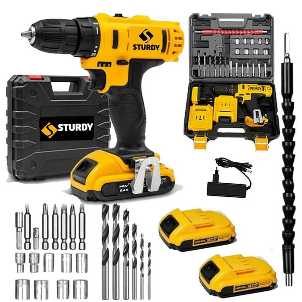 Sturdy Power Tools 48 V 5.0 Amper Darbesiz 24 Parça Çift Akülü Şarjlı Vidalama Matkap
