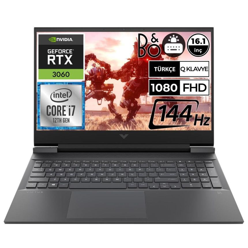 HP Victus 16-D1035NT 68P20EA Intel Core i7-12700H 16 GB Ram DDR5 1 TB SSD RTX3060 144Hz 16.1 inç Freedos Dizüstü Bilgisayar