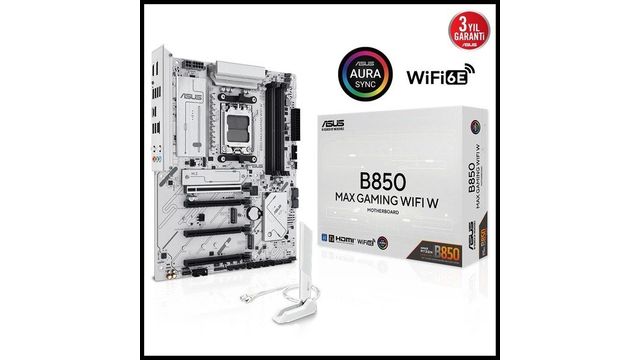 Asus B850 MAX Gaming WIFI W 8000 MHz DDR5 Soket AM5 M.2 HDMI DP