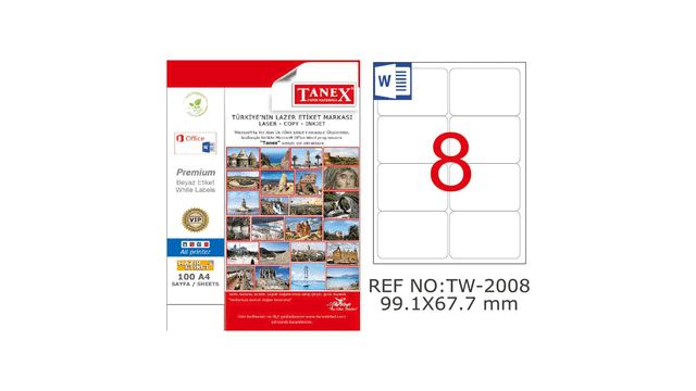 Tanex TW-2008 99,1x67,7 mm Laser Etiket Fiyatları