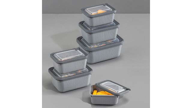 Vienev 1750-1050-600 ml Gri 2X 6'lı VIP Dikdörtgen Mikrodalga ve