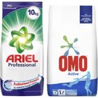 Ariel Matik 10 kg Renkliler İçin + Omo 10 kg Beyazlar İçin Toz Çamaşır Deterjanı