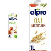 Alpro 1 lt Fındık Bitki Bazlı İçecek + 1 lt Şekersiz Yulaf Bitki Bazlı İçecek