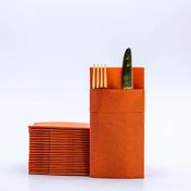As7 Market Kumaş Dokulu Cepli 40x40 Beyaz Turuncu 50'li Peçete