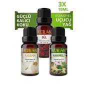Auran 3x10 ml Gül + Hanımeli + Yasemin Saf Esansiyel Uçucu Yağı