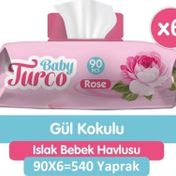 Baby Turco 6x90'lı Gül Kokulu Islak Bebek Havlusu