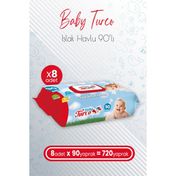 Baby Turco 8x90'lı Islak Bebek Havlusu
