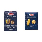 Barilla 500 gr Mezze Penne Tricolore Üç Renkli Kalem Makarna + 500 gr Castellane Makarna