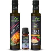 Beralife 250 ml Aspir Yağı + 250 ml Sandaloz Sakızlı Elma Sirkesi + 20 ml Çörek Otu Yağı