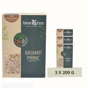 Biorootzo 3x200 gr Artizan Bronz Kalıp Glütensiz Vegan Basmati Pirinç Pipe Rigate Mantı